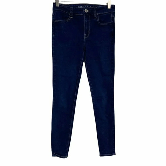 AEO stretch hi-rise jegging 4 dark blue jeans‎ - Picture 1 of 3